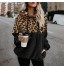 TWIOIOVE Veste en polaire pour femme Blocs de couleurs Motif léopard Veste à capuche en velours Confortable Chaud Avec fermeture éclair