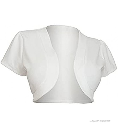 Pabuyafa Boléro à manches courtes pour femme Ouvert sur le devant En coton tricoté Cardigan d'été décontracté Grande taille blanc XL